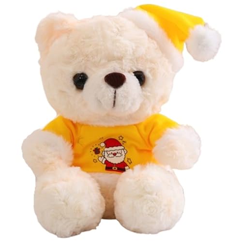 KUKUShining Teddybär Plüsch, Trägt Kleidung Weihnachts Kuscheltier Puppen Weiche Kuschelige Teddys Plüsch Spielzeug Geschenke for Kinder(Yellow) von KUKUShining