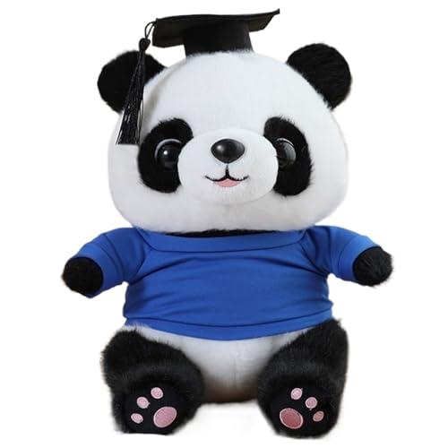 Panda Plüschtier, Kuscheltier Teddy Panda Puppe Mit Kleidung Weiches Kuscheliges Plüsch Spielzeug Abschlussgeschenk for Kinder(Blue) von KUKUShining