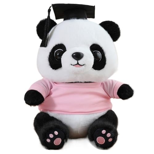 Panda Plüschtier, Kuscheltier Teddy Panda Puppe Mit Kleidung Weiches Kuscheliges Plüsch Spielzeug Abschlussgeschenk for Kinder(Pink) von KUKUShining