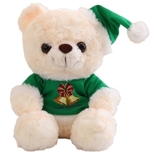 Teddybär Plüsch, Trägt Kleidung Weihnachts Kuscheltier Puppen Weiche Kuschelige Teddys Plüsch Spielzeug Geschenke for Kinder(Green) von KUKUShining