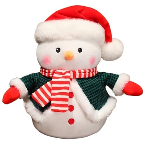 Weihnachts Schneemann Kuscheltier, Plüschtier Kleidung Ausgestopfte Stofftier Schneemann Kissen Süße Plüsch Puppe Für Festliche Dekoration(Green) von KUKUShining