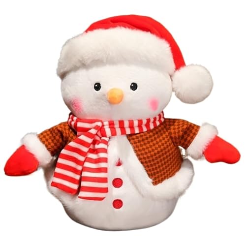 Weihnachts Schneemann Kuscheltier, Plüschtier Kleidung Ausgestopfte Stofftier Schneemann Kissen Süße Plüsch Puppe Für Festliche Dekoration(Orange) von KUKUShining