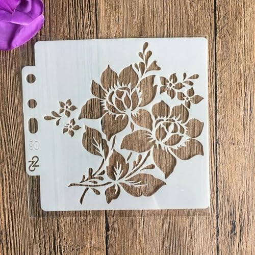 Schablonen zum Malen, 13 x 13 cm, Blumenschablone zum Malen auf Holz, Wand, Leinwand, Stoff, Stein, Schild, Bastelkunstprojekte, Stil 1 von KUNGZUNMOLDS