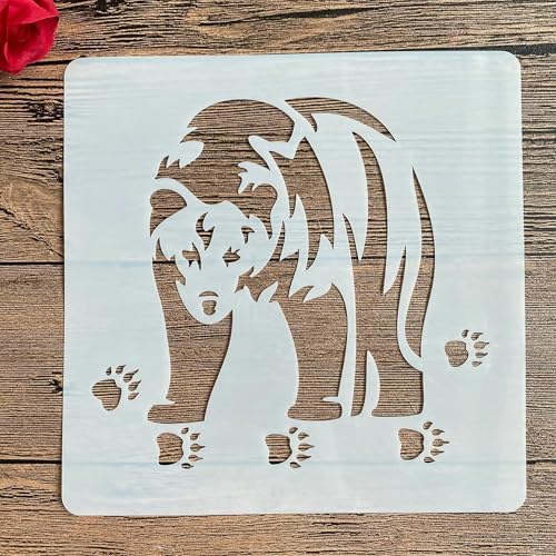 Schablonen zum Malen, 20 x 20 cm, Bär, Tier, Schablone zum Malen auf Holz, Wand, Leinwand, Stoff, Stein, Schild, Bastelkunstprojekte von KUNGZUNMOLDS