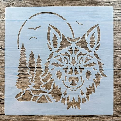 Schablonen zum Malen, 20 x 20 cm, Wolf-Schablone zum Malen auf Holz, Wand, Leinwand, Stoff, Stein, Schild, Bastelkunstprojekte von KUNGZUNMOLDS
