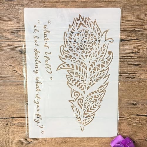 Schablonen zum Malen, 29 x 21 cm, Blumenfeder-Schablone zum Malen auf Holz, Wand, Leinwand, Stoff, Stein, Schild, Bastelkunstprojekte von KUNGZUNMOLDS