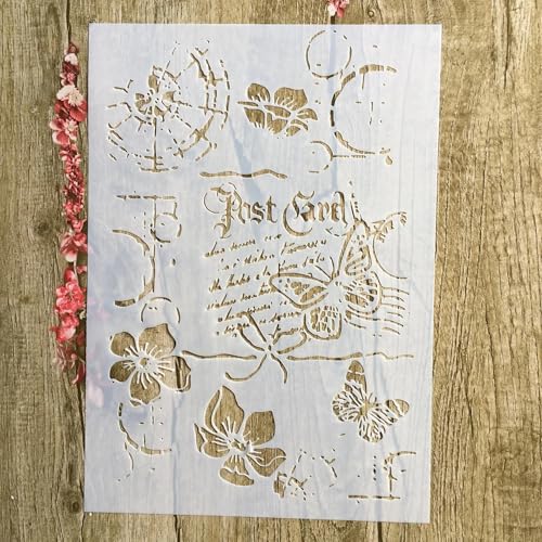 Schablonen zum Malen, 29 x 21 cm, Schmetterlings-Blumenschablone zum Malen auf Holz, Wand, Leinwand, Stoff, Stein, Schild, Bastelkunstprojekte von KUNGZUNMOLDS