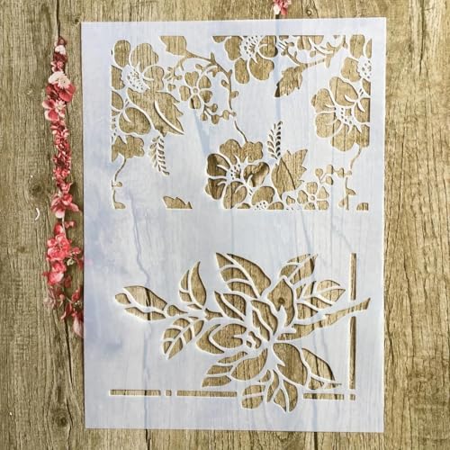 Schablonen zum Malen, 29 x 21 cm, große Blumenblätter, Schablone zum Malen auf Holz, Wand, Leinwand, Stoff, Stein, Schild, Bastelkunstprojekte von KUNGZUNMOLDS