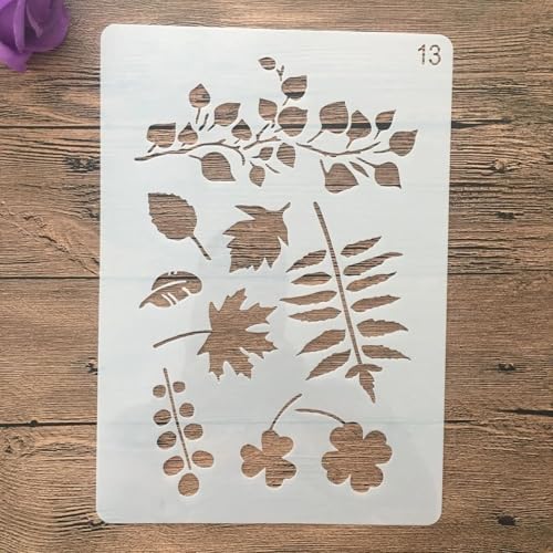 Schablonen zum Malen, A4, 29 x 21 cm, Blätter, Dcake-Schablone zum Malen auf Holz, Wand, Leinwand, Stoff, Stein, Schild, DIY Handwerk Kunstprojekte von KUNGZUNMOLDS
