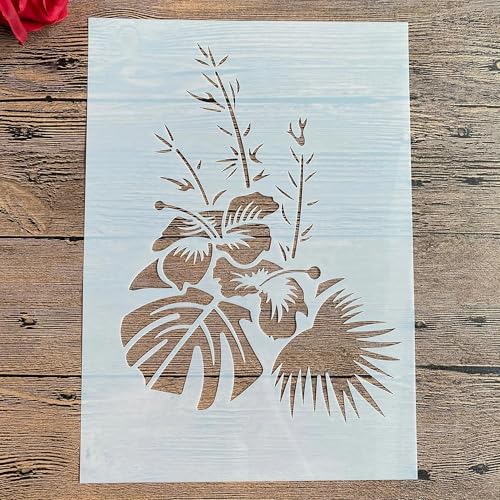 Schablonen zum Malen, A4, 29 x 21 cm, Blumenpflanzenschablone zum Malen auf Holz, Wand, Leinwand, Stoff, Stein, Schild, Bastelkunstprojekte von KUNGZUNMOLDS