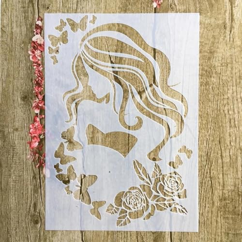 Schablonen zum Malen, A4, 29 x 21 cm, Blumenschablone zum Malen auf Holz, Wand, Leinwand, Stoff, Stein, Schild, Bastelkunstprojekte, Stil 4 von KUNGZUNMOLDS