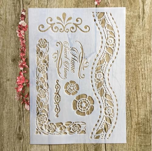 Schablonen zum Malen, A4, 29 x 21 cm, Blumenschablone zum Malen auf Holz, Wand, Leinwand, Stoff, Stein, Schild, Bastelkunstprojekte von KUNGZUNMOLDS