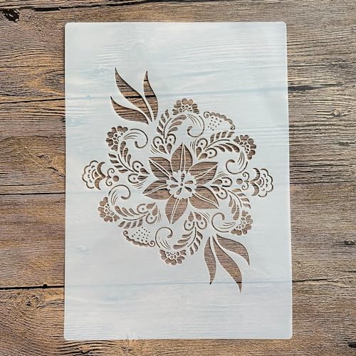 Schablonen zum Malen, A4, 29 x 21 cm, Blumenschablone zum Malen auf Holz, Wand, Leinwand, Stoff, Stein, Schild, DIY-Kunstprojekte, Muster B von KUNGZUNMOLDS
