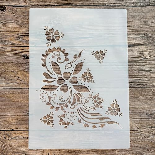 Schablonen zum Malen, A4, 29 x 21 cm, Blumenschablone zum Malen auf Holz, Wand, Leinwand, Stoff, Stein, Schild, DIY-Kunstprojekte, Muster C von KUNGZUNMOLDS