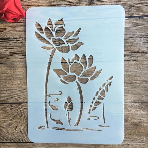 Schablonen zum Malen, A4, 29 x 21 cm, Blumenschablone zum Malen auf Holz, Wand, Leinwand, Stoff, Stein, Schild, DIY-Kunstprojekte, Muster H von KUNGZUNMOLDS