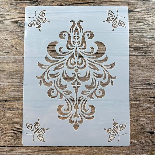 Schablonen zum Malen, A4, 29 x 21 cm, Blumenschablone zum Malen auf Holz, Wand, Leinwand, Stoff, Stein, Schild, DIY-Kunstprojekte, Muster J von KUNGZUNMOLDS