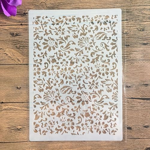 Schablonen zum Malen, A4, 29 x 21 cm, Blumenschablone zum Malen auf Holz, Wand, Leinwand, Stoff, Stein, Schild, DIY-Kunstprojekte, Muster Q von KUNGZUNMOLDS