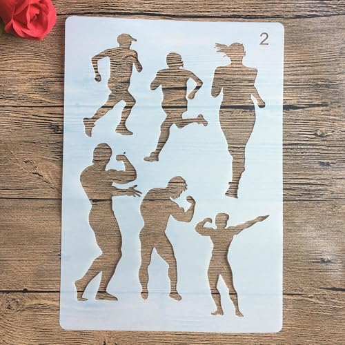 Schablonen zum Malen, A4, 29 x 21 cm, Familienfigur, Tierschablone zum Malen auf Holz, Wand, Leinwand, Stoff, Stein, Schild, Bastelkunstprojekte, Stil 2 von KUNGZUNMOLDS