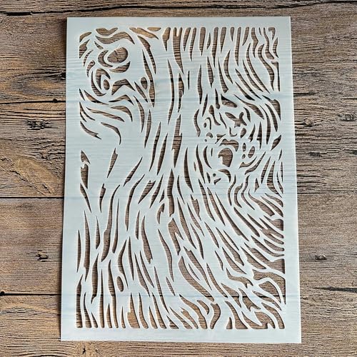 Schablonen zum Malen, A4, 29 x 21 cm, Holzmaserung, Jahresring-Schablone zum Malen auf Holz, Wand, Leinwand, Stoff, Stein, Schild, DIY-Kunstprojekte, Muster A von KUNGZUNMOLDS