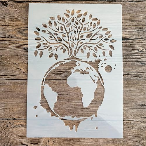 Schablonen zum Malen, A4, 29 x 21 cm, Motiv: Baum auf Holz, Wand, Leinwand, Stoff, Stein, Schild, Bastelkunstprojekte von KUNGZUNMOLDS