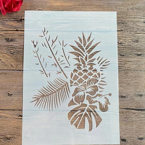 Schablonen zum Malen, A4, 29 x 21 cm, Obst-Ananas-Schablone zum Malen auf Holz, Wand, Leinwand, Stoff, Stein, Schild, Bastelprojekte von KUNGZUNMOLDS