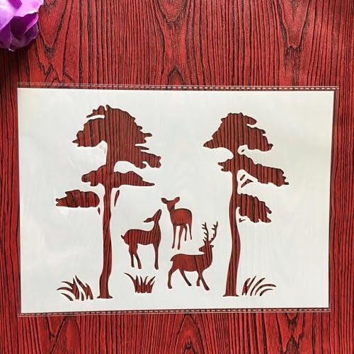 Schablonen zum Malen, A4, 29 x 21 cm, Sika-Hirschbaum-Schablone zum Malen auf Holz, Wand, Leinwand, Stoff, Stein, Schild, Bastelkunstprojekte von KUNGZUNMOLDS