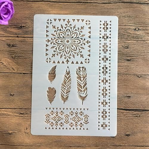 Schablonen zum Malen, A4, 29 x 21 cm, Spitzenschablone zum Malen auf Holz, Wand, Leinwand, Stoff, Stein, Schild, DIY Handwerk Kunstprojekte von KUNGZUNMOLDS