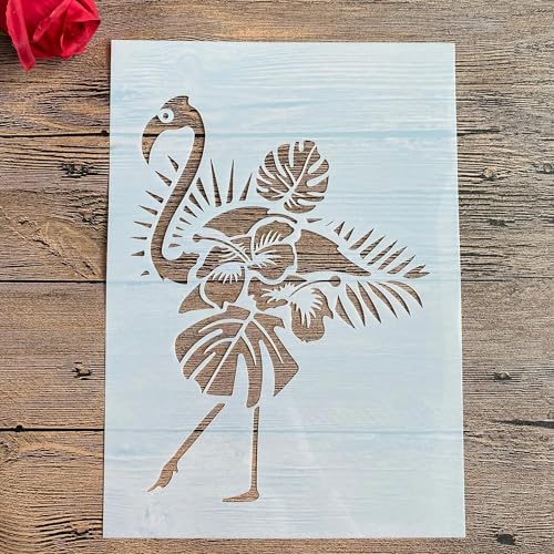 Schablonen zum Malen, A4, 29 x 21 cm, Tier-Flamingo-Schablone zum Malen auf Holz, Wand, Leinwand, Stoff, Stein, Schild, Bastelkunstprojekte von KUNGZUNMOLDS