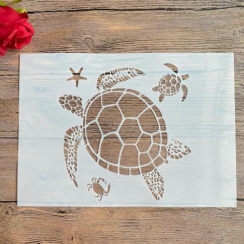 Schablonen zum Malen, A4, 29 x 21 cm, Tier-Schildkröte, Schablone zum Malen auf Holz, Wand, Leinwand, Stoff, Stein, Schild, Bastelkunstprojekte von KUNGZUNMOLDS