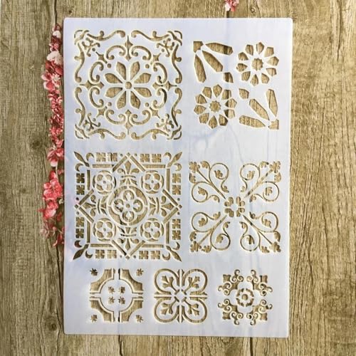 Schablonen zum Malen, A4, 29 x 21 cm, Vintage-Blumenmuster, Schablone zum Malen auf Holz, Wand, Leinwand, Stoff, Stein, Schild, Bastelkunstprojekte von KUNGZUNMOLDS