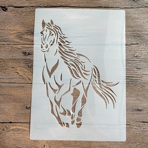 Schablonen zum Malen, A4, 29 x 21 cm, laufendes Pferd, Schablone zum Malen auf Holz, Wand, Leinwand, Stoff, Stein, Schild, Bastelkunstprojekte von KUNGZUNMOLDS