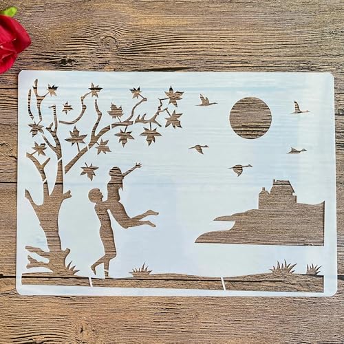 Schablonen zum Malen, A4, 29 x 21 cm, romantische Liebhaber-Schablone zum Malen auf Holz, Wand, Leinwand, Stoff, Stein, Schild, DIY-Kunstprojekte, Muster A von KUNGZUNMOLDS