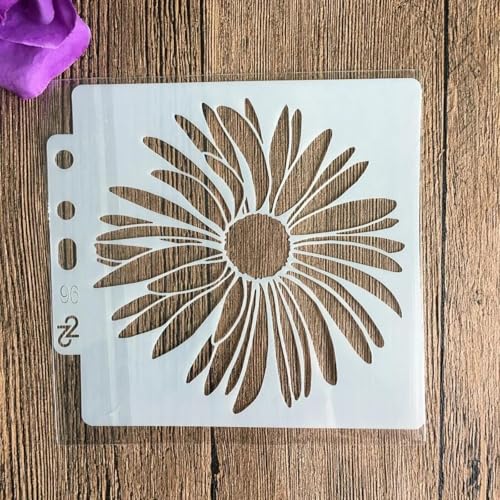 Schablonen zum Malen, Blumenschablone zum Malen auf Holz, Wand, Leinwand, Stoff, Stein, Schild, Bastelkunstprojekte, Stil 6, 13 x 13 cm von KUNGZUNMOLDS