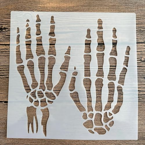 Schablonen zum Malen auf Holz, 20 x 20 cm, Handknochen, wiederverwendbare Schichtschablonen zum Malen, Basteln, Basteln auf Holz, Wand, Heimdekoration, Scrapbook, Malvorlage von KUNGZUNMOLDS
