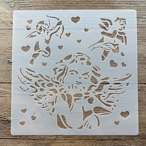 Schablonen zum Malen auf Holz, 20 x 20 cm, Motiv: Engel, wiederverwendbare Schichtschablonen zum Malen, Basteln, Basteln auf Holz, Wand, Heimdekoration, Scrapbook, Malvorlage von KUNGZUNMOLDS