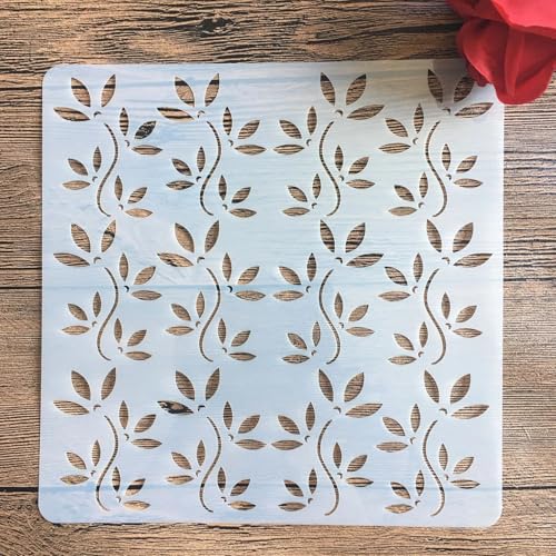 Schablonen zum Malen auf Holz, 20 x 20 cm, Zweige zum Basteln, wiederverwendbare Schichtschablonen für Malerei, DIY, Handwerk auf Holzwand, Heimdekoration, Scrapbook, Malvorlage, Muster A von KUNGZUNMOLDS