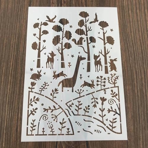 Schablonen zum Malen auf Holz, 3 Stück, A4, 29 x 21 cm, Ozeanwelt, Mädchen, Hirsch, wiederverwendbare Schichtschablonen zum Malen, Basteln, Basteln, auf Holzwand, Heimdekoration, Scrapbook, Malvorlage von KUNGZUNMOLDS