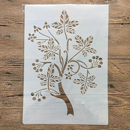 Schablonen zum Malen auf Holz, A4, 29 x 21 cm, Baum, wiederverwendbare Schichtschablonen zum Malen, Basteln, Basteln auf Holzwand, Heimdekoration, Scrapbook, Malvorlage von KUNGZUNMOLDS