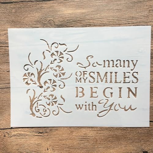 Schablonen zum Malen auf Holz, A4, 29 x 21 cm, Blumen, Segen, Kuchen, wiederverwendbare Schichtschablonen zum Malen, Basteln, Basteln auf Holz, Wand, Heimdekoration, Scrapbook, Malvorlage von KUNGZUNMOLDS