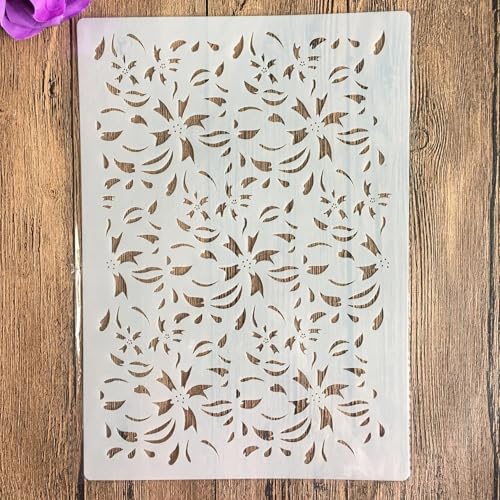Schablonen zum Malen auf Holz, A4, 29 x 21 cm, Blumen, wiederverwendbare Schichtschablonen zum Malen, Basteln, Basteln auf Holzwand, Heimdekoration, Scrapbook, Malvorlage, Muster B von KUNGZUNMOLDS