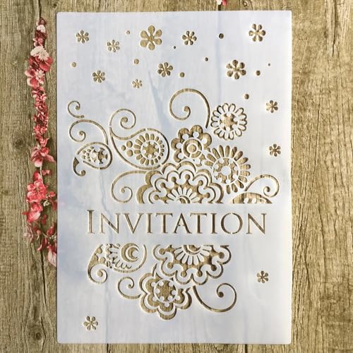 Schablonen zum Malen auf Holz, A4, 29 x 21 cm, Einladungsbuchstaben, mehrlagig, wiederverwendbar, Schichtschablonen zum Malen, Basteln, auf Holzwand, Heimdekoration, Scrapbook, Malvorlage von KUNGZUNMOLDS