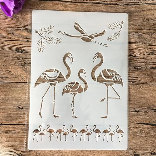 Schablonen zum Malen auf Holz, A4, 29 x 21 cm, Flamingo, wiederverwendbare Schichtschablonen zum Malen, Basteln, Basteln auf Holzwand, Heimdekoration, Scrapbook, Malvorlage von KUNGZUNMOLDS