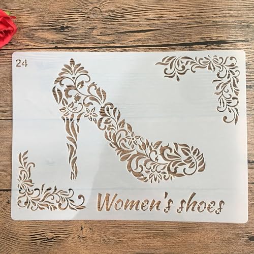 Schablonen zum Malen auf Holz, A4, 29 x 21 cm, High Heel, wiederverwendbare Schichtschablonen zum Malen, Basteln, Basteln auf Holzwand, Heimdekoration, Scrapbook, Malvorlage von KUNGZUNMOLDS