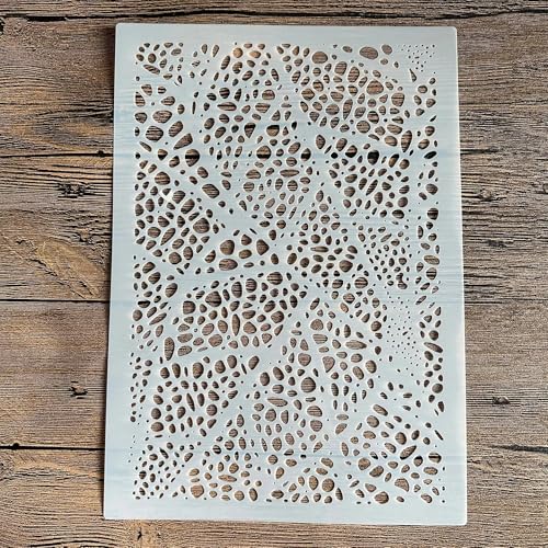 Schablonen zum Malen auf Holz, A4, 29 x 21 cm, Holzmaserung, Blattporen, wiederverwendbare Schichtschablonen zum Malen, Basteln, an der Wand, Heimdekoration, Scrapbooking, Malvorlage von KUNGZUNMOLDS