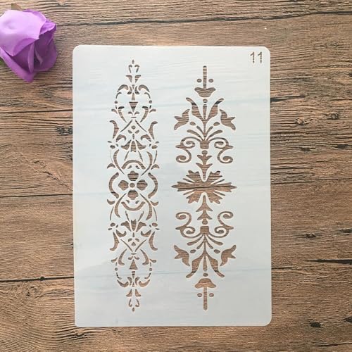 Schablonen zum Malen auf Holz, A4, 29 x 21 cm, Krone, Blume, wiederverwendbare Schichtschablonen zum Malen, Basteln, Basteln auf Holzwand, Heimdekoration, Scrapbook, Malvorlage von KUNGZUNMOLDS