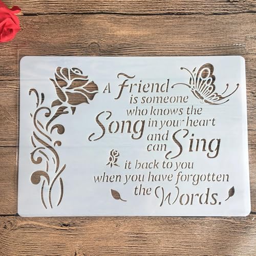 Schablonen zum Malen auf Holz, A4, 29 x 21 cm, Lied Sing Rose, wiederverwendbare Schichtschablonen zum Malen, Basteln, Basteln auf Holz, Wand, Heimdekoration, Scrapbook, Malvorlage von KUNGZUNMOLDS