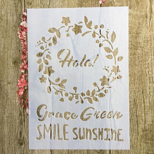 Schablonen zum Malen auf Holz, A4, 29 x 21 cm, Motiv: Smile Sunshine, wiederverwendbare Schichtschablonen zum Malen, Basteln, Basteln auf Holzwand, Heimdekoration, Scrapbook, Malvorlage von KUNGZUNMOLDS