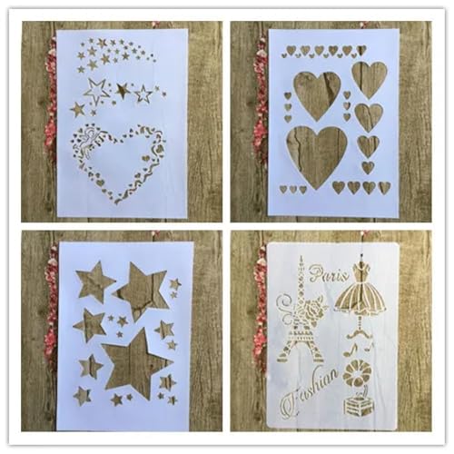 Schablonen zum Malen auf Holz, A4, 29 x 21 cm, Motiv: Tierpflanze, Blumen, Ballon, wiederverwendbare Schichtschablonen zum Malen, Basteln, auf Holzwand, Heimdekoration, Scrapbooking, Malvorlage, Stil von KUNGZUNMOLDS