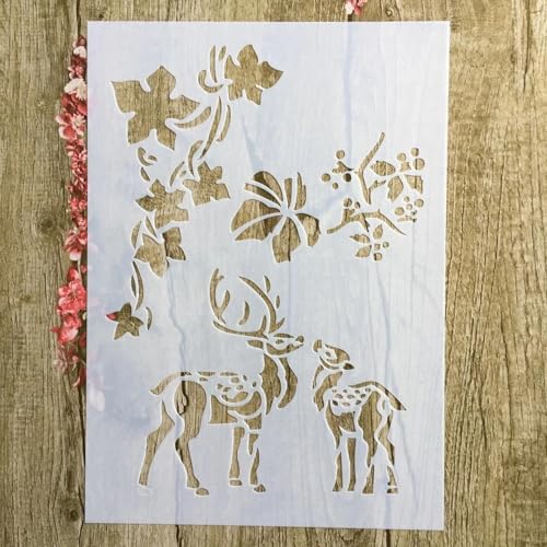 Schablonen zum Malen auf Holz, A4, 29 x 21 cm, Sika-Hirsch, Liebe, wiederverwendbare Schichtschablonen zum Malen, Basteln, Basteln, auf Holzwand, Heimdekoration, Scrapbook, Malvorlage von KUNGZUNMOLDS