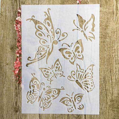 Schablonen zum Malen auf Holz, A4, 29 x 21 cm, Tier-Schmetterling, wiederverwendbare Schichtschablonen zum Malen, Basteln, Basteln, auf Holzwand, Heimdekoration, Scrapbook, Malvorlage von KUNGZUNMOLDS